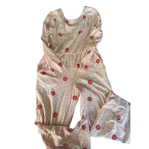 Tea collection pink floral romper size 7 - Picture 1 of 3